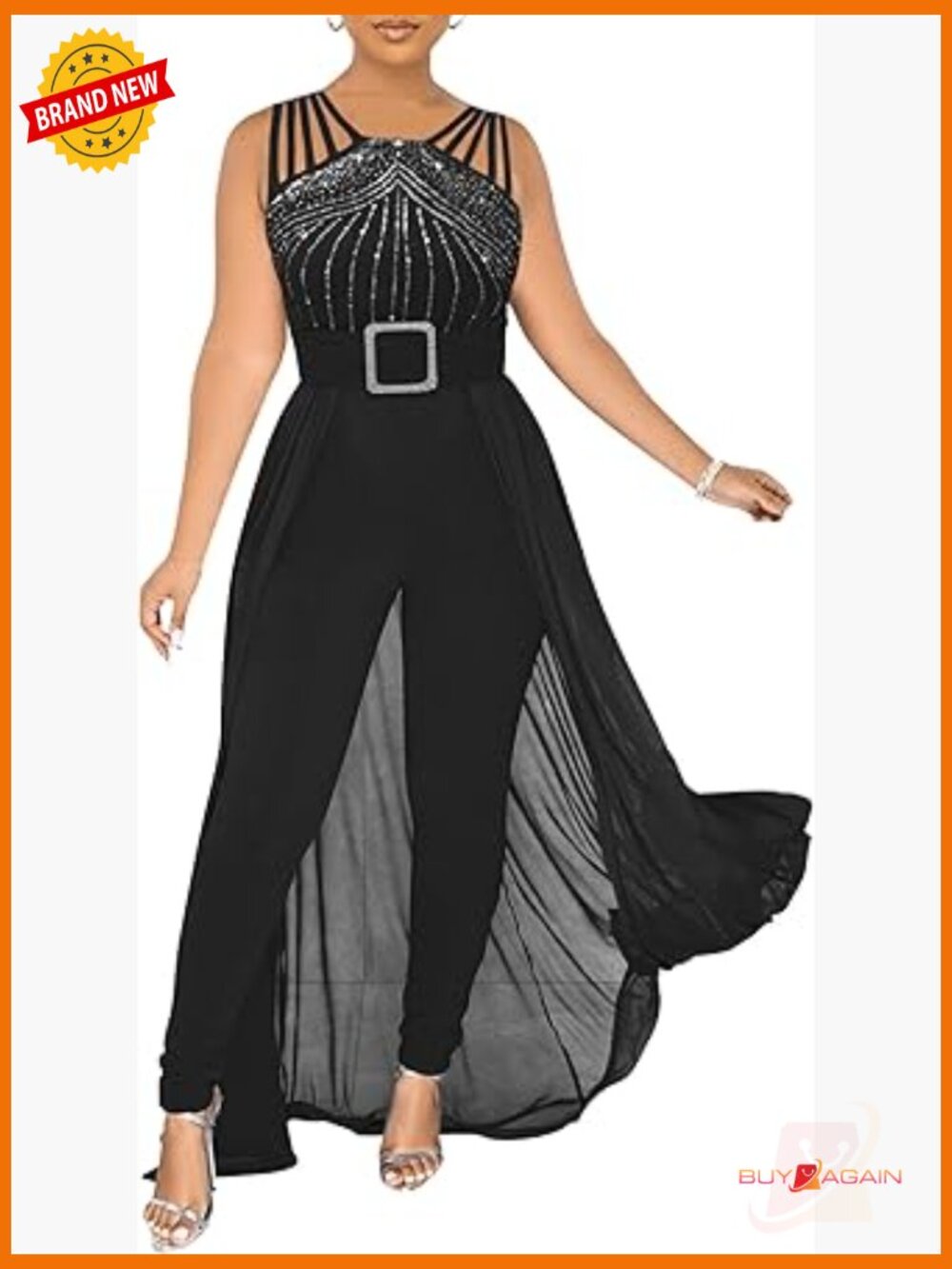 Womens Sleeveless Rhinestone Bodycon Jumpsuit Dressy Formal Party Romper